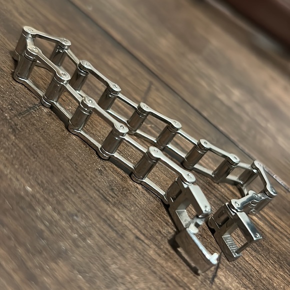 Polished Stainless Steel Bike Chain Link Bracelet - Picture 9 of 14